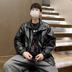 秋季立领皮夹克男新款潮流男士皮衣青年外套A266-PY008-特P40，男装夹克，电商A266