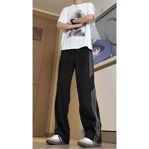 得物二开夏季美式条纹休闲裤男直筒冲锋伞兵裤子-A2019TP35控58