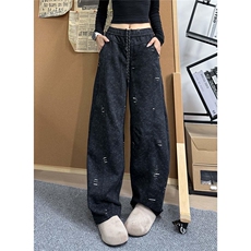 KZ117-尺码S-3XL-P55割破撞色扎染美式弯刀卫裤秋冬宽松休闲裤子，男装休闲裤，星座1811B