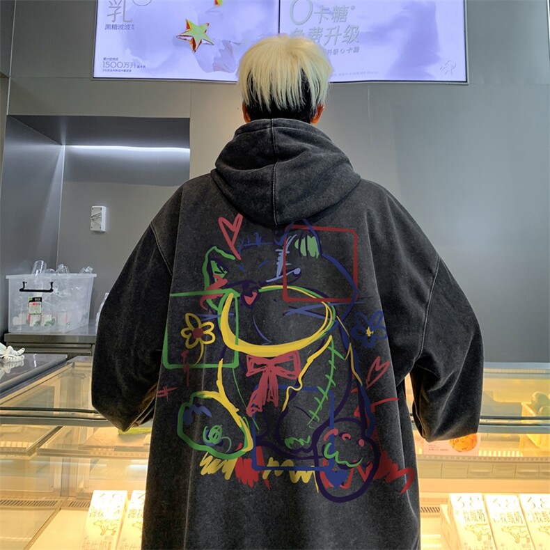 美式潮牌重磅水洗做旧连帽卫衣力推大码男XZ517A-2-Y7741-P68,男装卫衣,星座517A-2