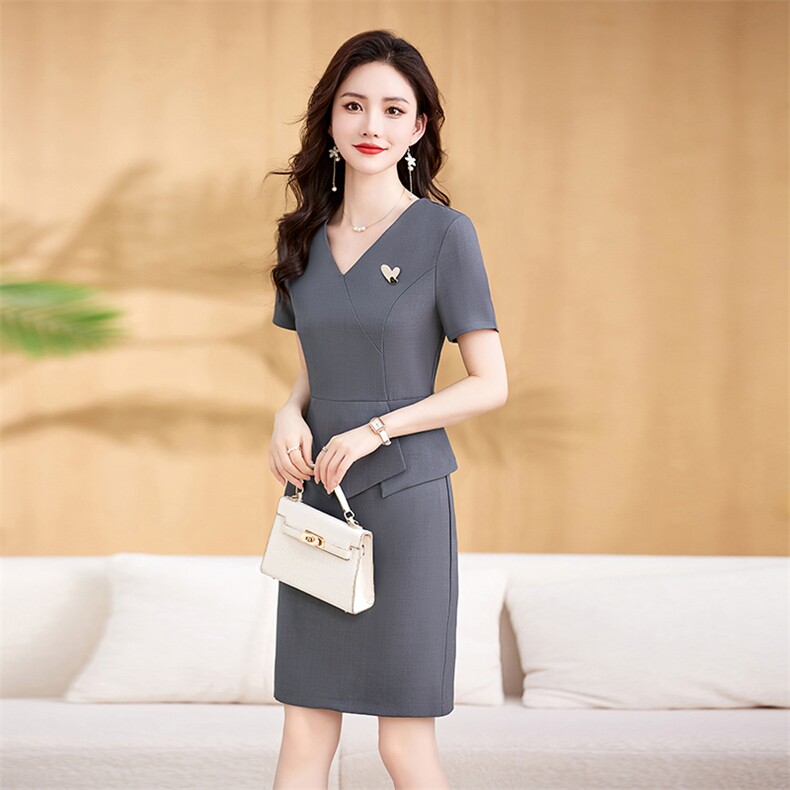 职业连衣裙女夏季2025新款高级感气质名媛修身显瘦假两件包臀裙子,女装连衣裙,贝蕾酷儿