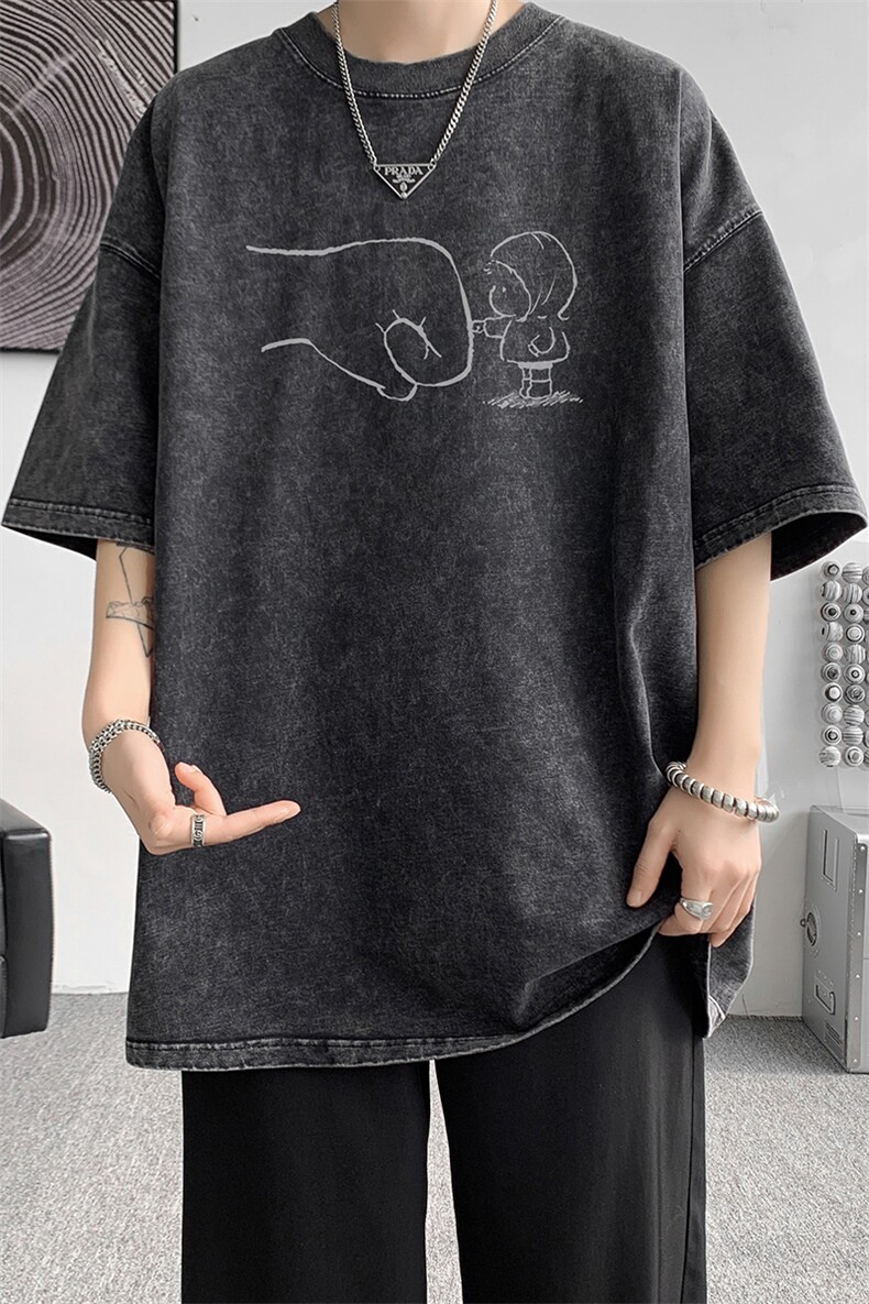 水洗重磅新款夏季复古休闲短袖T恤男生宽松打底衫体恤DT3621/P35,男装T恤,电商B316