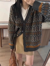 开衫女圆领秋冬新款百搭外套毛衣时尚针织上衣，女装羊毛衫，纳慈羊绒