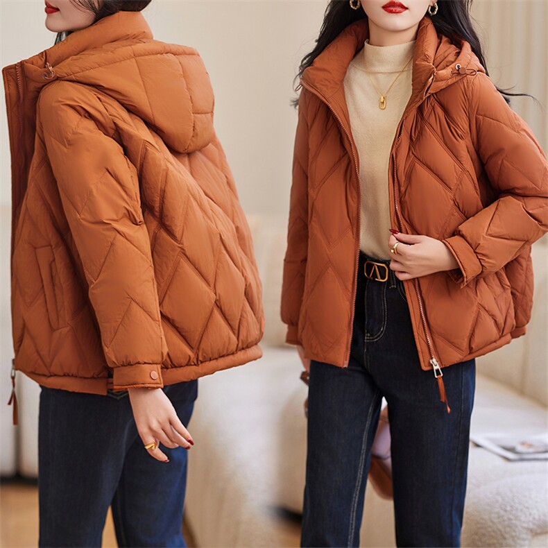 2023冬新款加厚保暖连帽羽绒服90白鸭绒图片