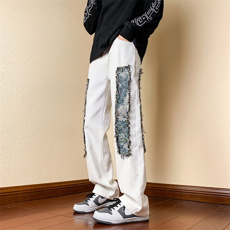 B221美式ins高街小众个性男女情侣款休闲牛仔裤LK23002-P60控78,男装牛仔裤,电商B221