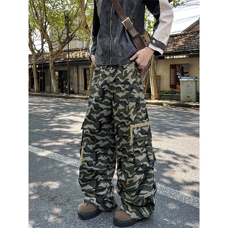 口袋迷彩工装裤男设计感直筒宽松垂感休闲阔腿牛仔裤7120P57，男装牛仔裤，星座410-2