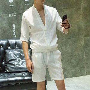 夏季男大码短袖短裤套装版T恤两件套钱塘6005-366-特图片