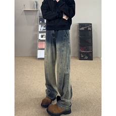 龙叨叨同款美式ins高街宽松直筒个性牛仔裤LK25429-特P48控88，男装牛仔裤，电商B221
