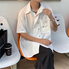 美式复古夏季薄款短袖衬衫男痞帅vintage设计感小众宽松半袖衬衣，男装T恤，星座506A