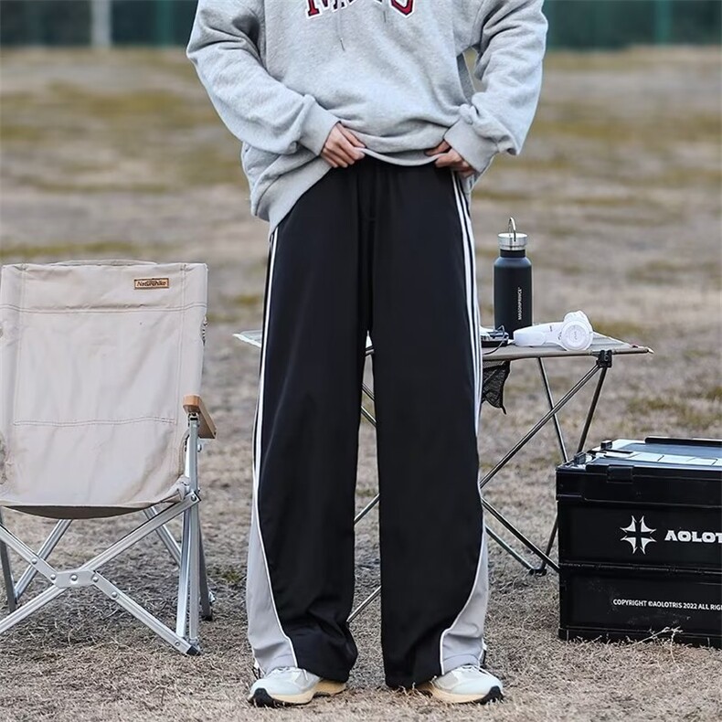休闲裤男韩版潮流条纹拼色2024春秋新款ins宽松百搭长裤K3333-P43,男装休闲裤,星座412