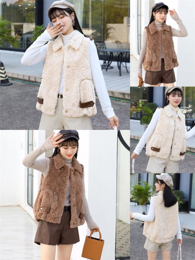 皮毛一体马甲，女装马甲，秋莎明月