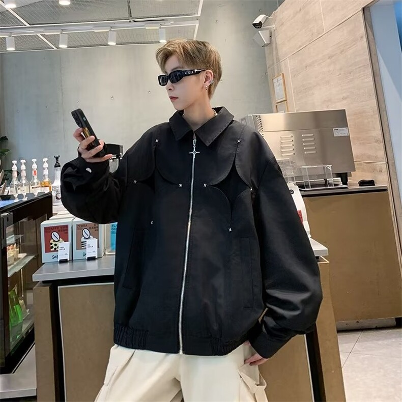 美式高街hiphop外套男士春秋季小众设计感上Q3317P68,男装夹克,星座1116-2
