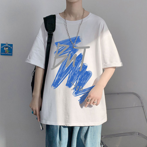 夏季新款潮牌流行印花帅气青少年宽松男士休闲T恤T1541-P20,男装T恤,电商A128
