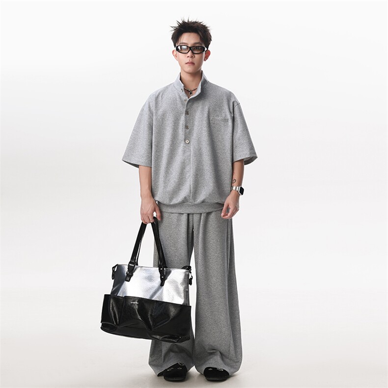 短袖T恤POLO衫套装潮流百搭直筒宽松裤男女TZ307 P85图片