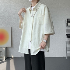 现货CS1126-特P38小众肌理感设计感大码衬衫男（含领带可拆卸），男装衬衫，电商A059