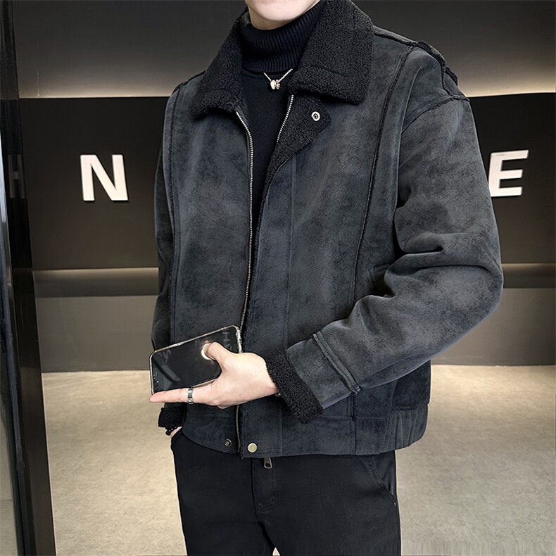 M-2XL822-P195288皮毛一体加厚保暖皮衣男宽松版型,男装皮衣,电商B321-1