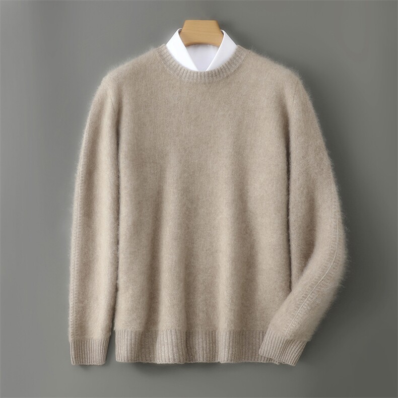 2025年秋季圆领长袖时尚百搭通勤简约休闲羊毛衫，男装羊毛衫，暮绒羊羊绒