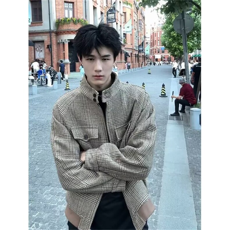 Y6627-P72外套男春秋季2025新款高级感潮牌痞帅衣服男款春装夹克,男装夹克,电商B323A