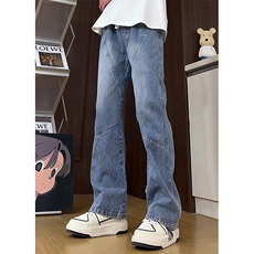 春季潮流百搭休闲直筒牛仔裤美式宽松男款阔腿休闲裤K502-P60控78，男装休闲裤，星座218-5