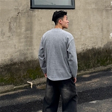 美大兵亨利领卫衣男高级感长袖t恤半开扣设计感门襟领亨利衫潮，男装T恤，星座506A