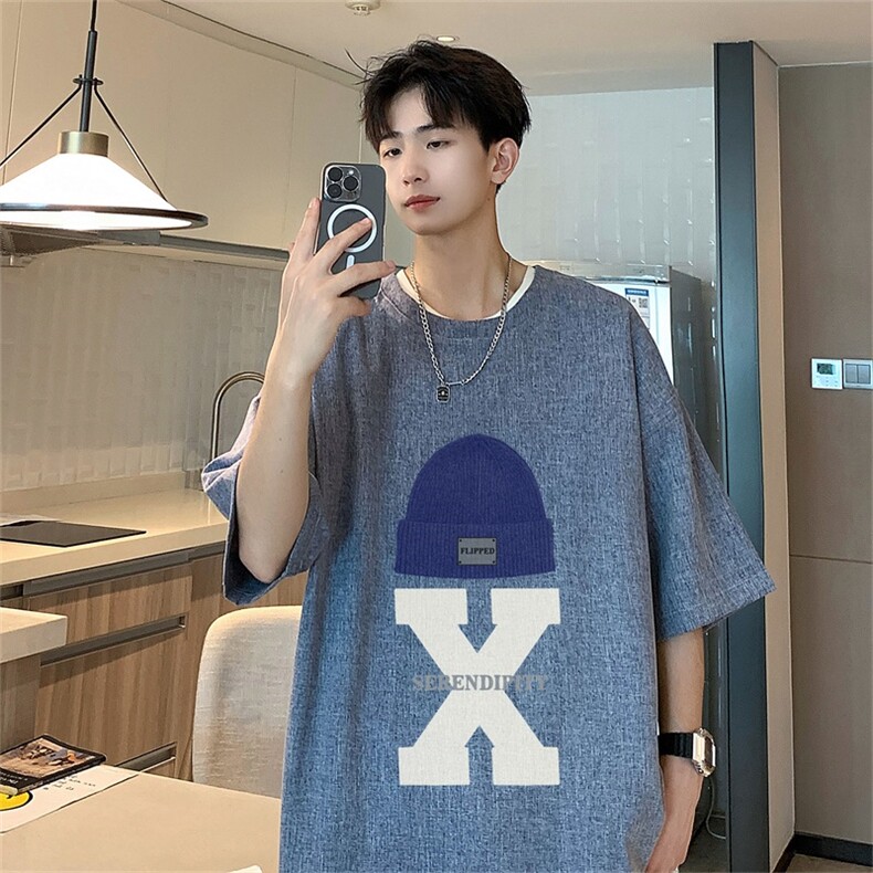 电商DSA028-ML23Q03P3095棉5氨纶夏季新款港风麻料短袖T恤男,男装T恤,电商A028
