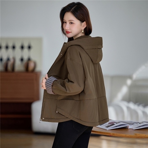 时尚休闲连帽加绒加厚外套女2025秋冬新款宽松显瘦工装派克服棉服图片