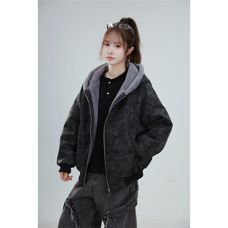 现货高品质美式高街冬季重磅座山雕大毛毛领pu皮棉衣男女加厚外套，男装皮衣，电商A443