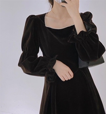 钉珠丝绒短裙，其它，驿谷