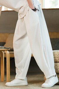 2025春季新款风灯笼裤大码树皮皱垮裤休闲裤 K122-P55图片