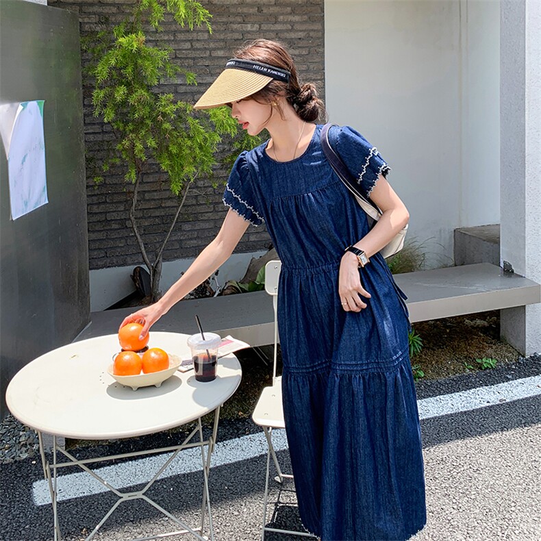 夏季新款纯色长款连衣裙B190-82375-P120-K178,女装连衣裙,一九零