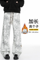 加长版裤子男款秋冬季加绒加厚阔腿裤185cm110直筒休闲裤KZ025P45，男装休闲裤，电商B312