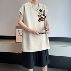 可设48小时发货支持抖音得物来样二开240克重磅美式麂皮绒背心t恤，男装T恤，电商A486
