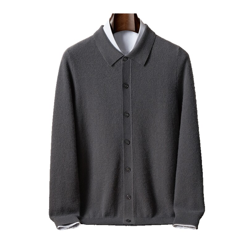 秋冬新款山羊绒开衫男士翻领加厚毛衣宽松外套针织打底衫羊毛衫,男装羊绒套衫,星纬羊绒