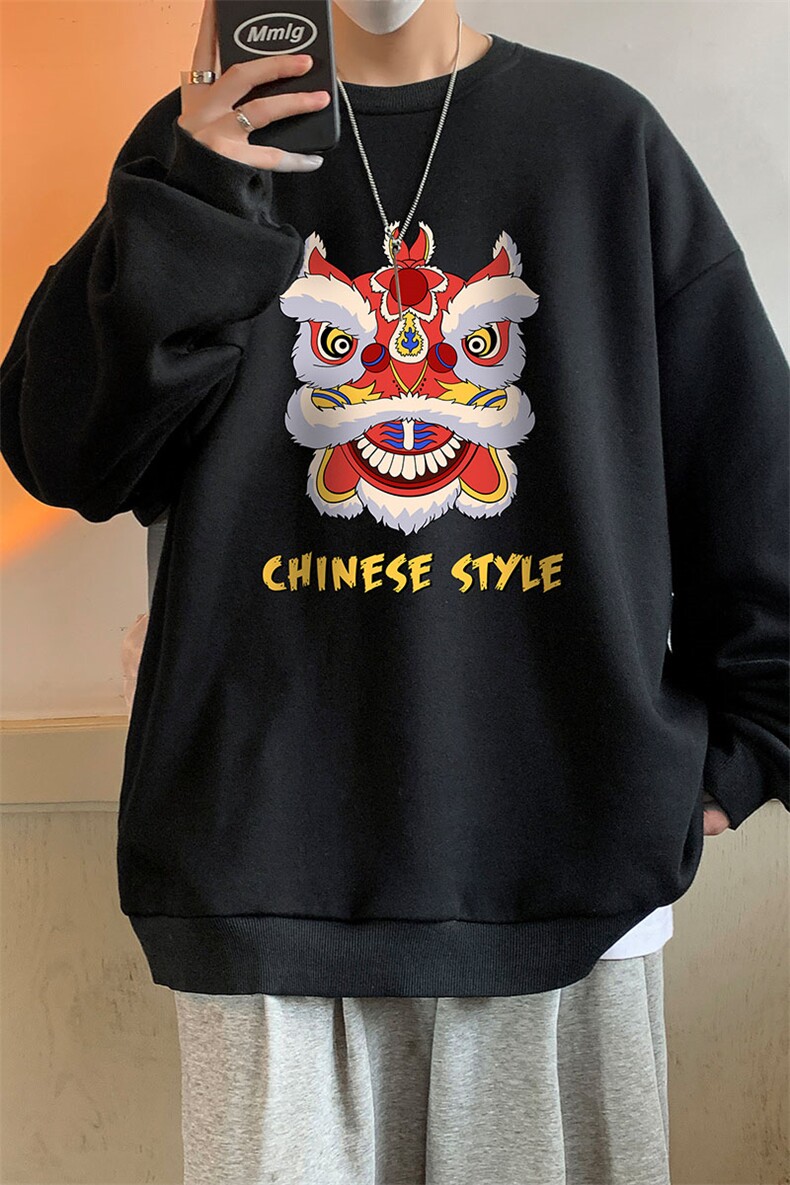 圆领卫衣男大码加厚加绒长袖t恤男S6185-P28加绒款-P33,男装卫衣,电商A040