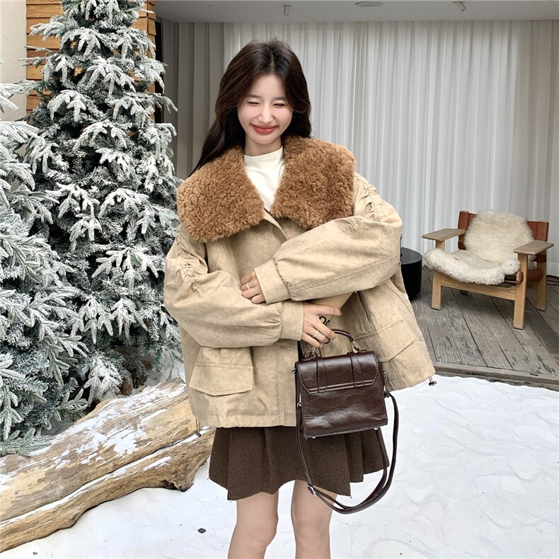 韩版宽松显瘦保暖羽绒服女冬季短款休闲90白鸭绒加厚毛领外套,女装羽绒服,维壹