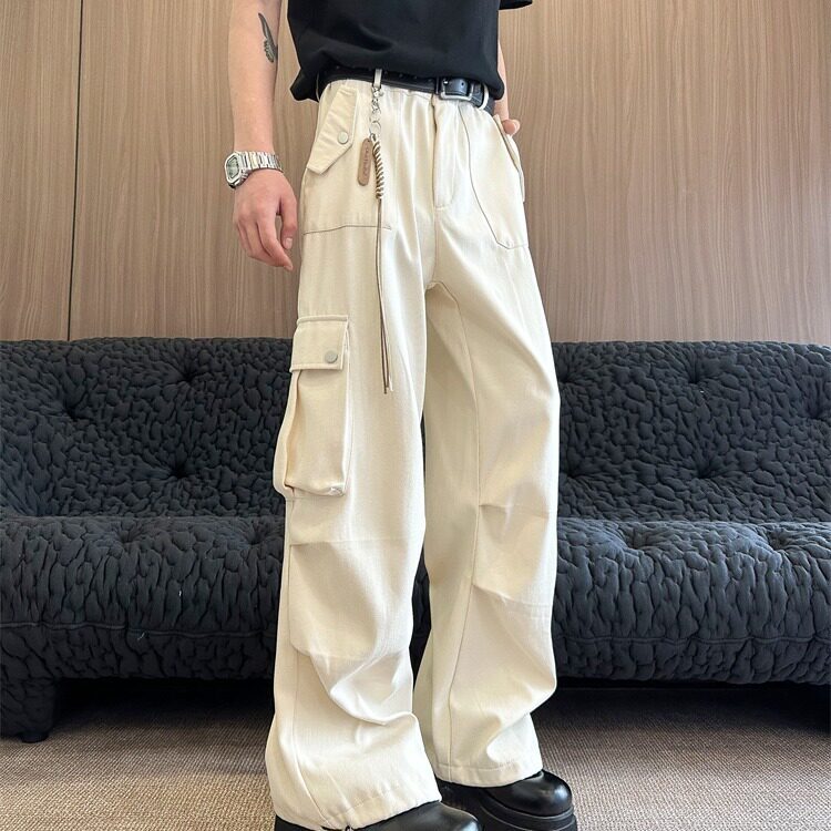 杏白色美式速干工装裤女2025夏季薄款直筒户外登山防晒阔腿运动裤,男装防晒衣,星座506A