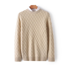 男士圆领长袖毛衣修身针织衫男装上衣羊毛，男装羊毛衫，琳华羊绒