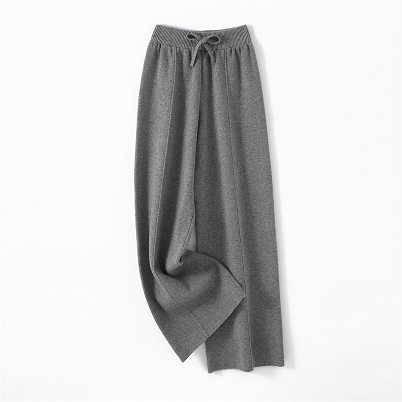 时尚安迪绒加厚阔腿裤女冬季新款高腰显瘦宽松休闲裤百搭长裤，女装休闲裤，奥千羊绒