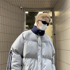 F72-P982024冬季韩版条纹拼色棉服男新款潮流ins加厚棉衣外套，男装棉衣，星座512-6
