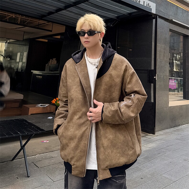 绗棉特批100控158178美式连帽机车棉服棉衣面包服外套男MY245,男装棉衣,电商B370