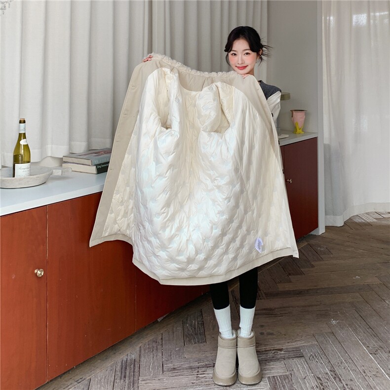 超好看羊羔毛拼接羽绒服女2025冬季新款女装工装保暖加厚派克服潮,女装羽绒服,慧尚2-185