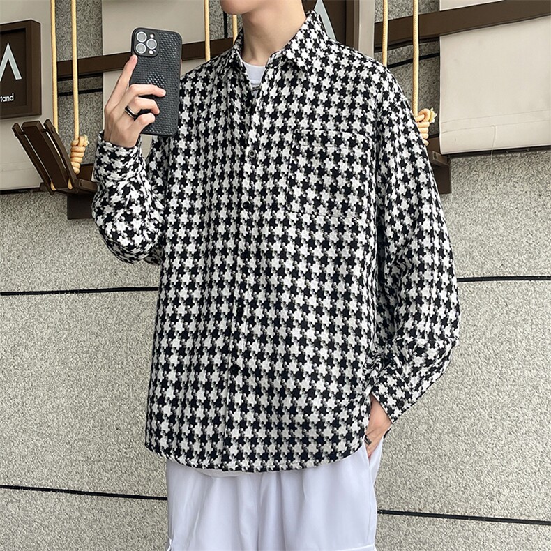 春秋装新款翻领夹克小香风衬衫男潮上衣百搭外套5760P45,男装夹克,电商A056