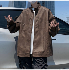 高街机动皮衣美式潮牌骑行服皮夹克外套光板二开A406JK193特P85，男装夹克，星座309（原A406）
