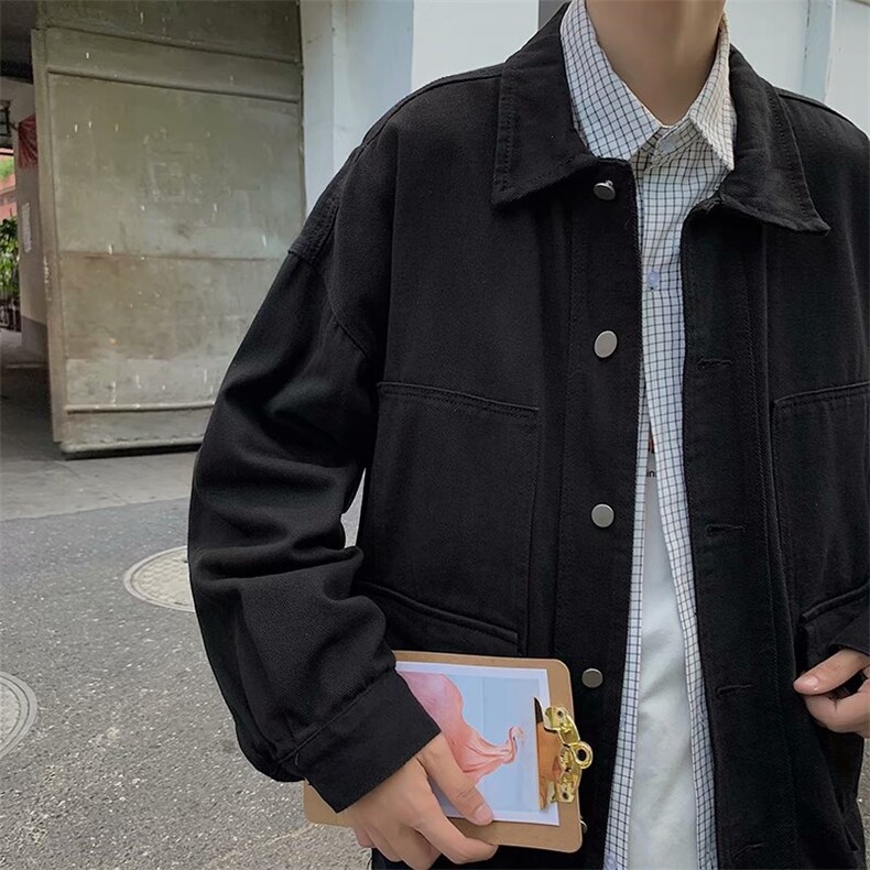 牛仔外套男宽松大口袋日系复古工装夹克潮1001-1-JN214-P60,男装工装外套,星座1001-1