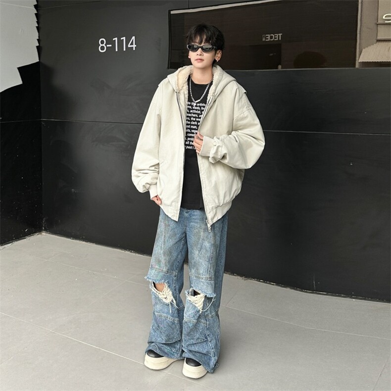 美式复古简约加绒夹克棉服外套男女新款棉袄冬季座山雕HY308/P120,男装棉衣,星座506