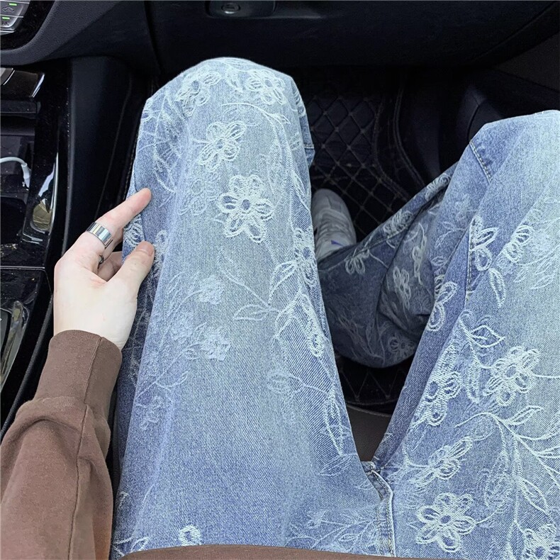 设计感牛仔裤男女直筒美式vibe风裤子高街微喇叭裤NZA503,男装牛仔裤,星座516A