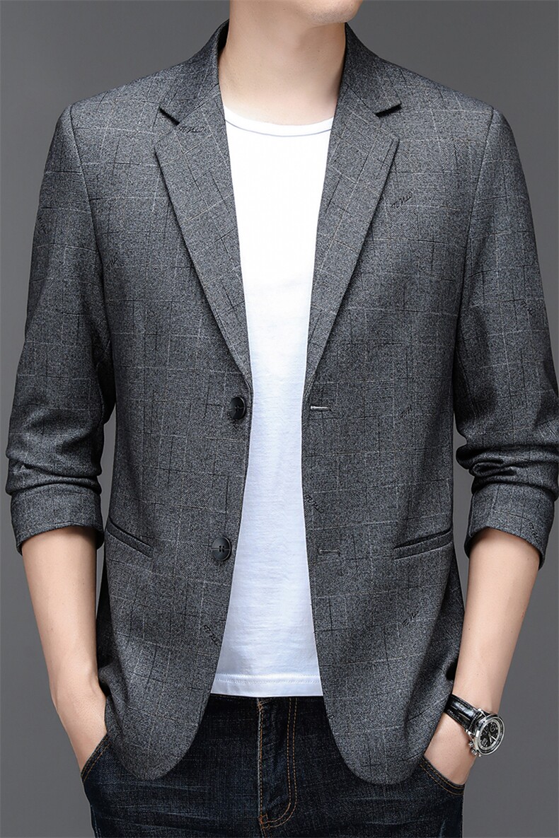 秋季新款西装男弹力针织西服简约外套西服商务休闲小西装单西,男装西服,电商B360