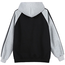 抖音得物二开高品质25春装重磅全棉拼接撞色两条杠连帽卫衣CM38，男装卫衣，电商A486