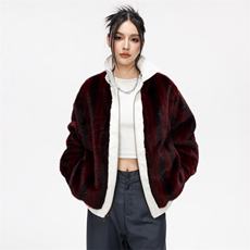 2025日系无影墙百搭纯色立领毛绒加毛外套男女同款XY2521-P150，女装短外套，星座717
