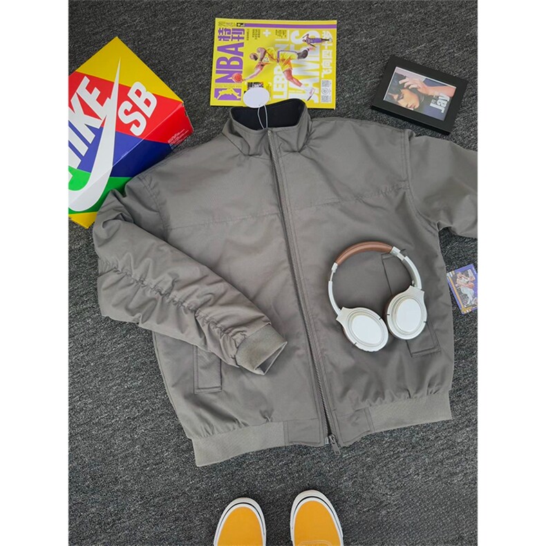 抖音得物美式潮休闲夹克春季立领纯色复古工装加厚棉服外套AMY01,男装夹克,电商A443